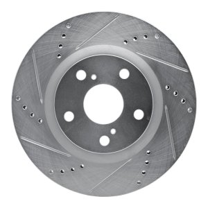 Land Rover Defender 90 Brake Rotor (1) - Rear Left - R1 Concepts - Drilled & Slotted - Silver - `20-`24